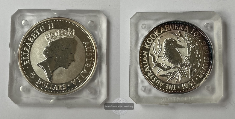  Australien 5 Dollar 1991  Kookaburra KM#138 FM-Frankfurt Feinsilber: 31,1g   