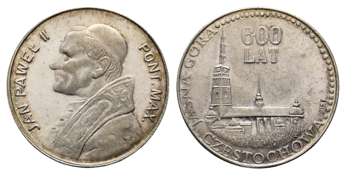  Medaille; Jan Pawel II; 600 lat Jasna Gora; vers. Bronze; 21,74 g, Ø 35,26 mm   
