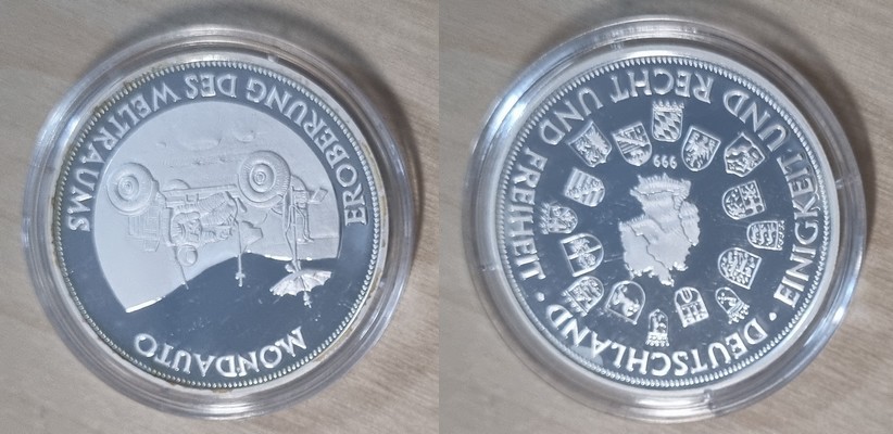  Silbermedaille Mondauto Eroberung des Weltalls FM-Frankfurt   Gewicht: 15g N#312576   
