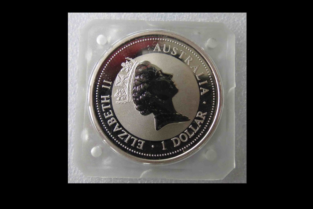 1 Unze (31,1 Gramm) Australian Kookaburra 1998; in Originalkapsel, vorzüglich