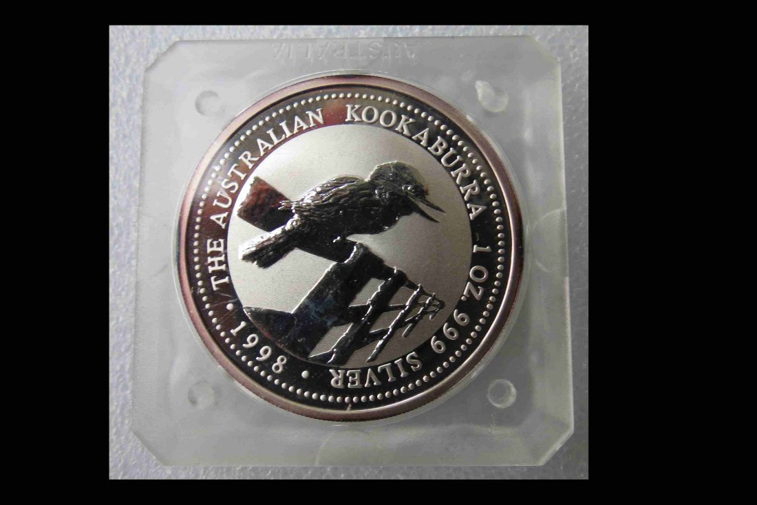  1 Unze (31,1 Gramm) Australian Kookaburra 1998; in Originalkapsel, vorzüglich   