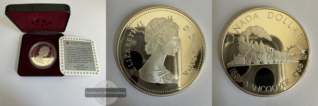  Kanada  1 Dollar  1986  Vancouver (Proof)   FM-Frankfurt KM#149 Feinsilber: 11,66g   