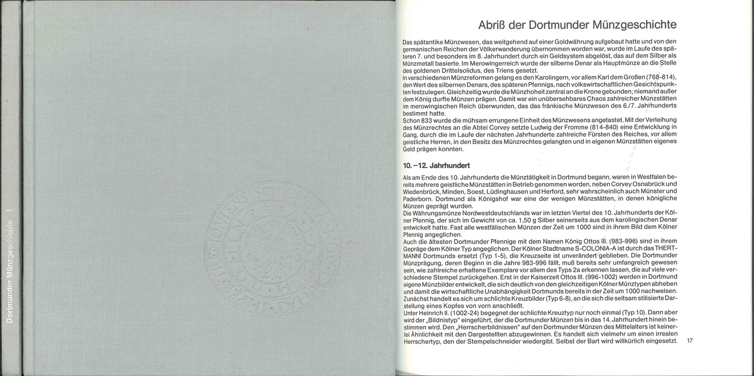  Peter Berghaus: Die Münzen von Dortmund; Band 1 der Dortmunder Münzgeschichte; 1978 Stadtsparkasse   