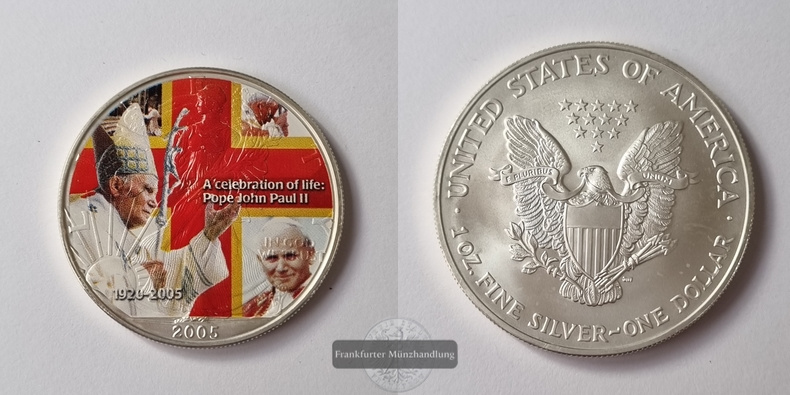  USA 1 Dollar  2005  American Eagle Pope John Paul II Print  FM-Frankfurt Feinsilber: 31,1g   