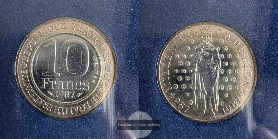  Frankreich 10 Francs 1987 Hugues Capet FM-Frankfurt KM#961 Feinsilber: 10,8g   