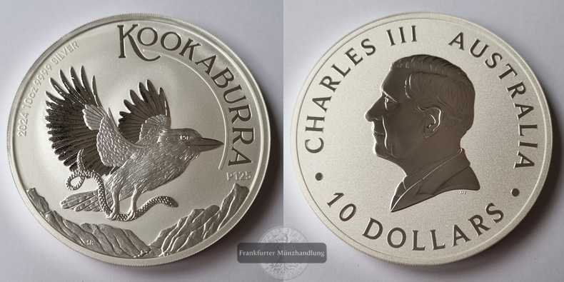  Australien,  10 Dollar 2024 Kookaburra  FM-Frankfurt   Feinsilber: 311g pp   