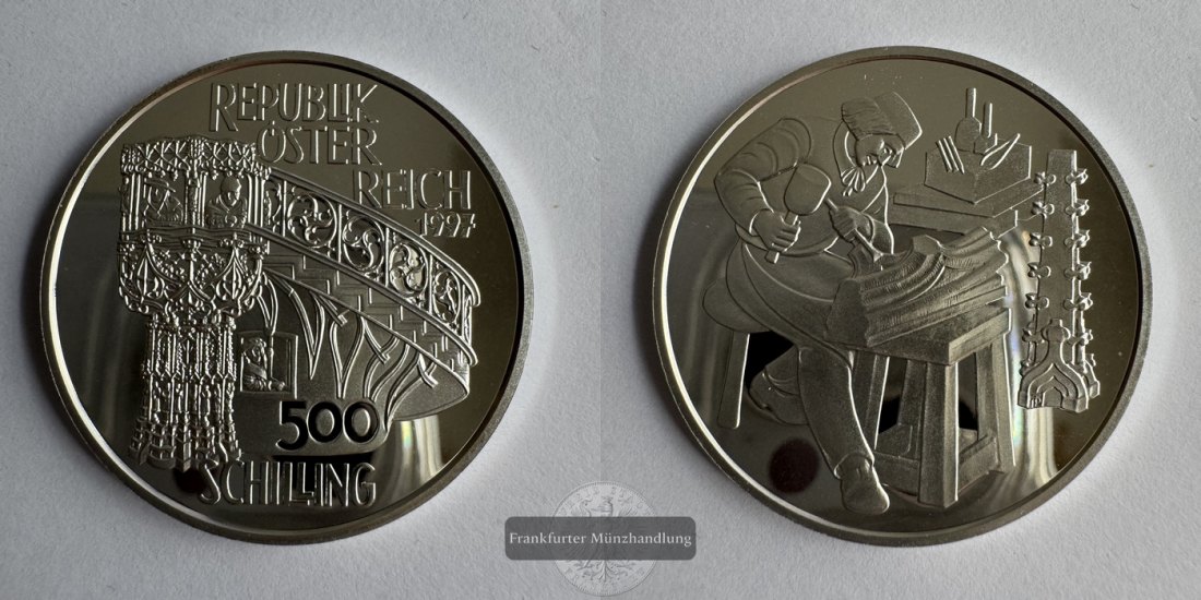  Österreich 100 Schilling 1997 Steinmetz (Proof) FM-Frankfurt KM#3045 Feinsilber: 22,2g   