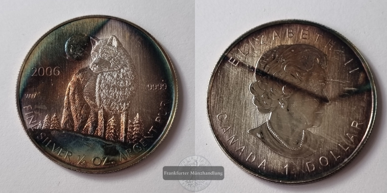  Kanada 1 Dollar 2006 Wolf  FM-Frankfurt   Feinsilber: 15,55g   