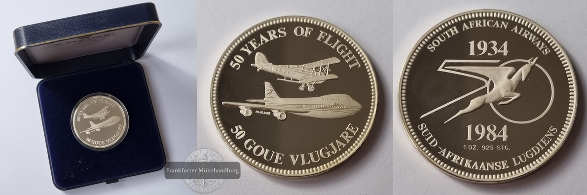  Südafrika 1984 South African Airways Medaille FM-Frankfurt Feinsilber: 29,6g   