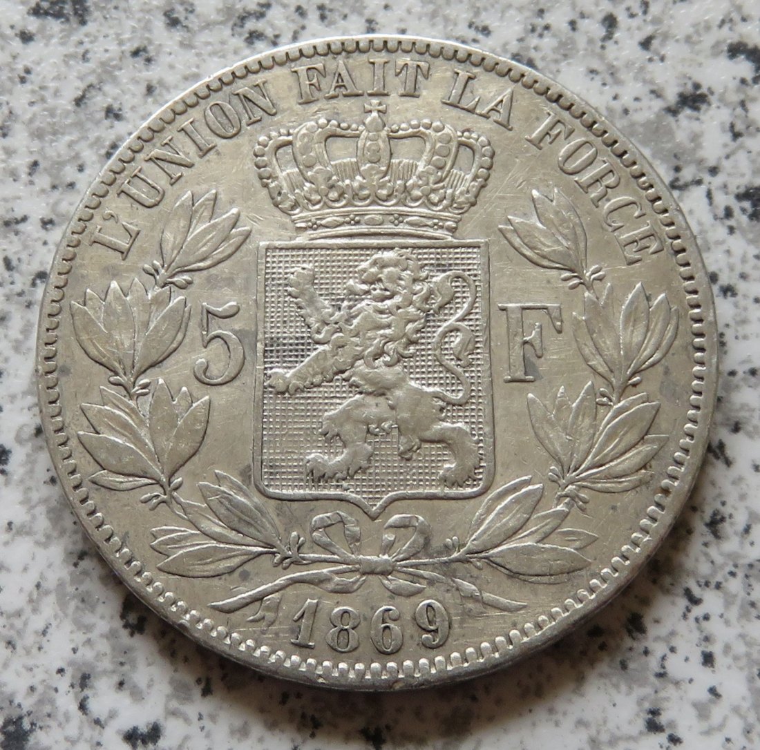  Belgien 5 Francs 1869   