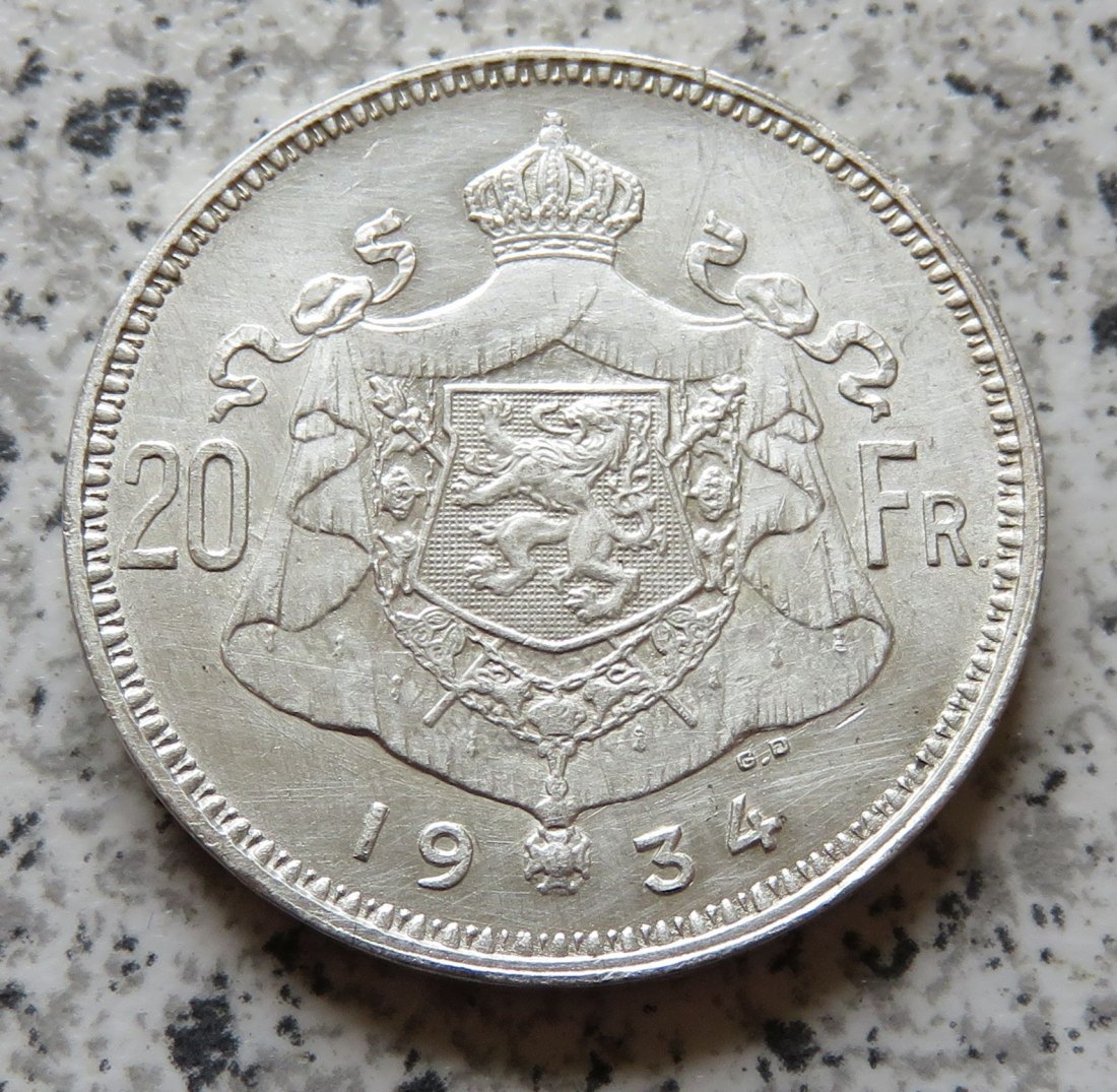  Belgien 20 Francs 1934, flämisch   