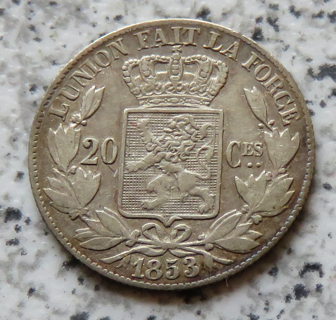  Belgien 20 Centimes 1853   