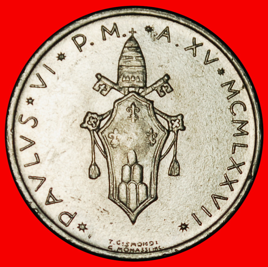  Ⰶ VOGEL (1970-1977): VATIKAN ★ 5 LIRE 1977 PAUL IV. (1963-1978) STG STEMPELGLANZ!★OHNE VORBEHALT!   