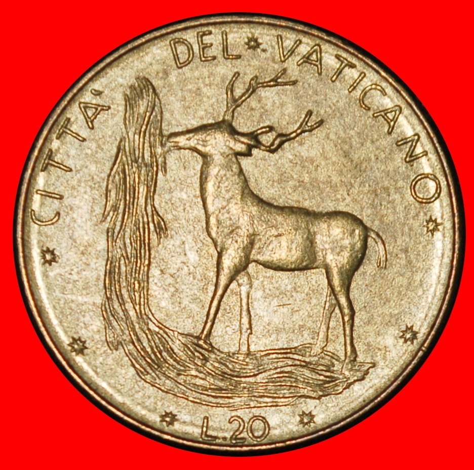  Ⰶ STAG ~ CULT OF SOLAR ECLIPSE (1970-1977): VATICAN ★ 20 LIRAS 1977 UNC! ★LOW START ★ NO RESERVE!   