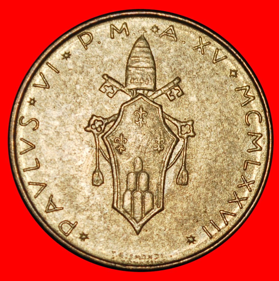  Ⰶ STAG ~ CULT OF SOLAR ECLIPSE (1970-1977): VATICAN ★ 20 LIRAS 1977 UNC! ★LOW START ★ NO RESERVE!   