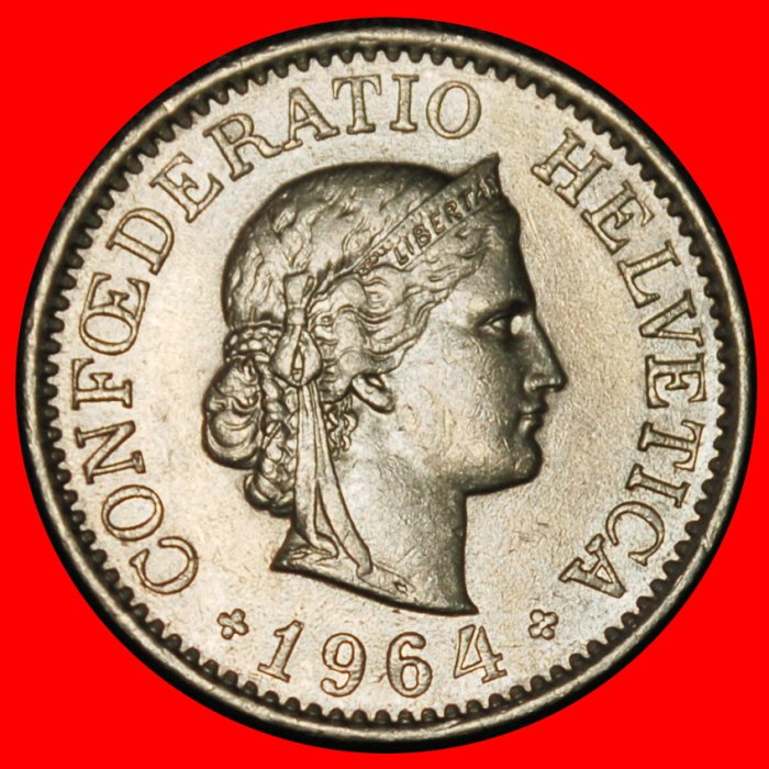 Ⰶ LIBERTY (1879-2025): SWITZERLAND ★ 10 RAPPEN 1964B! DIES I+A! MINT LUSTRE!★LOW START ★ NO RESERVE!