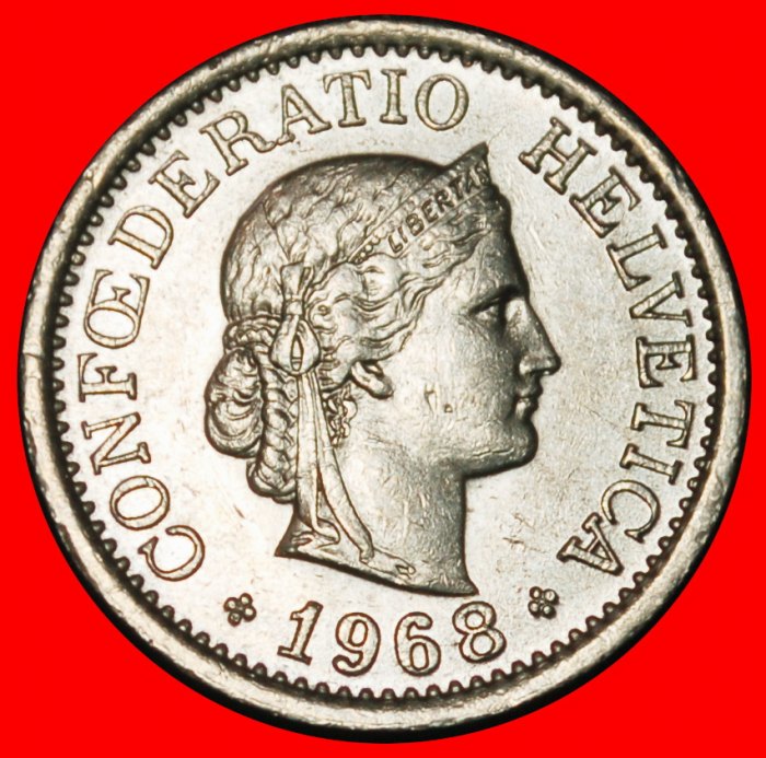  Ⰶ LIBERTY (1879-2025): SWITZERLAND ★ 10 RAPPEN 1968B! DIES I+B! MINT LUSTRE!★LOW START ★ NO RESERVE!   