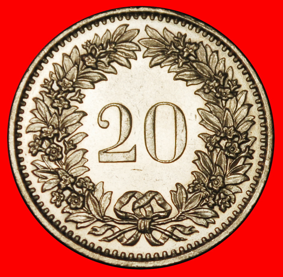  Ⰶ LIBERTY (1881-2025): SWITZERLAND★20 RAPPEN 1975! DIES I+A! UNC MINT LUSTRE★LOW START ★ NO RESERVE!   