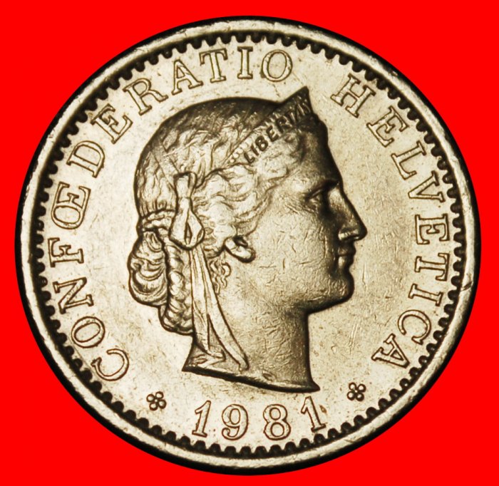 Ⰶ LIBERTY (1881-2025): SWITZERLAND ★ 20 RAPPEN 1981! DIES I+A! MINT LUSTRE!★LOW START ★ NO RESERVE!
