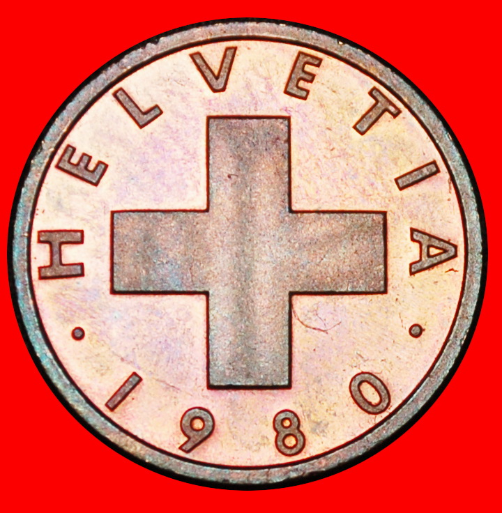  Ⰶ WHEAT SPRIG 1948-2006: SWITZERLAND★1 RAPPEN 1980★DIES II+C★UNC MINT LUSTRE★LOW START ★ NO RESERVE!   