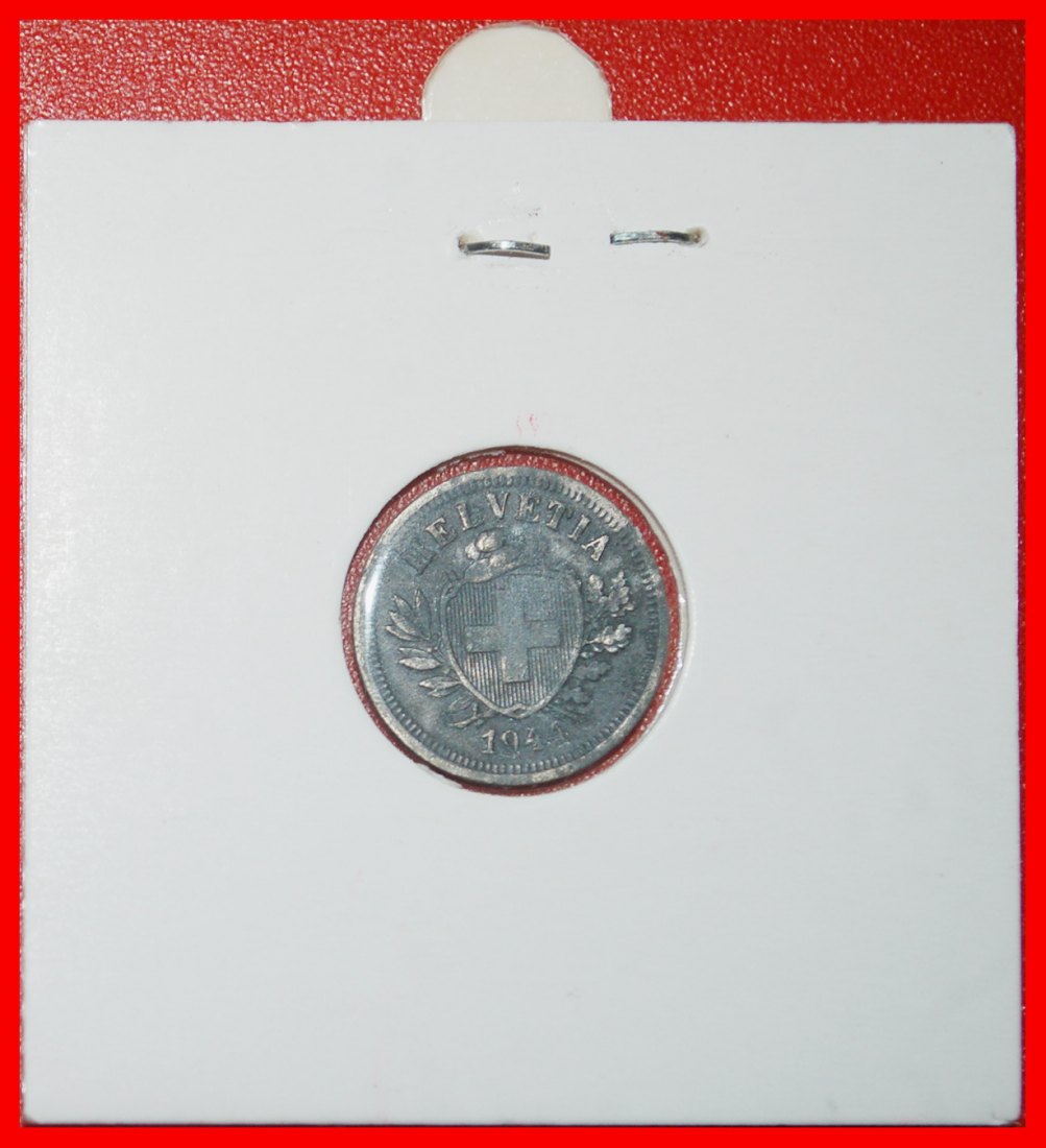  Ⰶ HAT ON SHIELD: SWITZERLAND★1 RAPPEN 1944B! WAR ISSUE (1939-1945)! HOLDER! ★LOW START ★ NO RESERVE!   