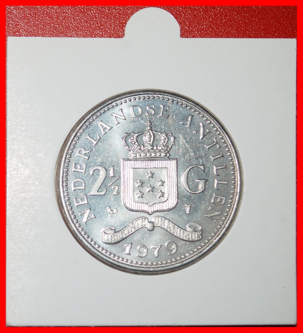 Ⰶ WITH ARUBA (1978-1980):NETHERLANDS ANTILLES★2 1/2 GULDENS 1979! UNC HOLDER★LOW START ★ NO RESERVE!