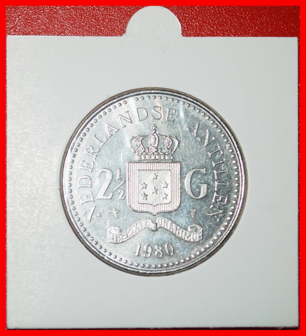 Ⰶ WITH ARUBA (1980-1985):NETHERLANDS ANTILLES★2 1/2 GULDENS 1980! UNC HOLDER★LOW START ★ NO RESERVE!