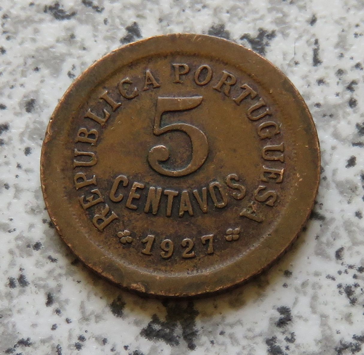  Portugal 5 Centavos 1927   