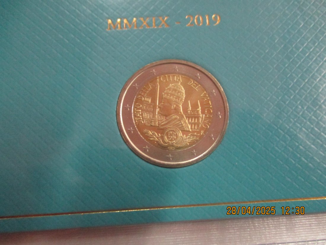  Münze: Vatikanstadt 2 Euro 2019 im Blister 90 Jahre Gründung des Staates der Vatikanstadt 43g rau   