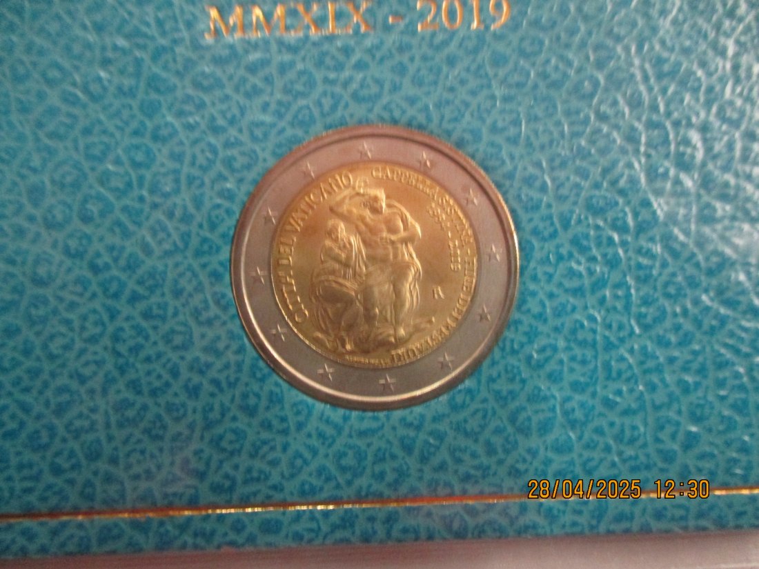  Münze Vatikanstadt 2 Euro 2019 im Blister Restaurierungsarbeiten der Sixtinischen Kapelle Ca.43g rau   