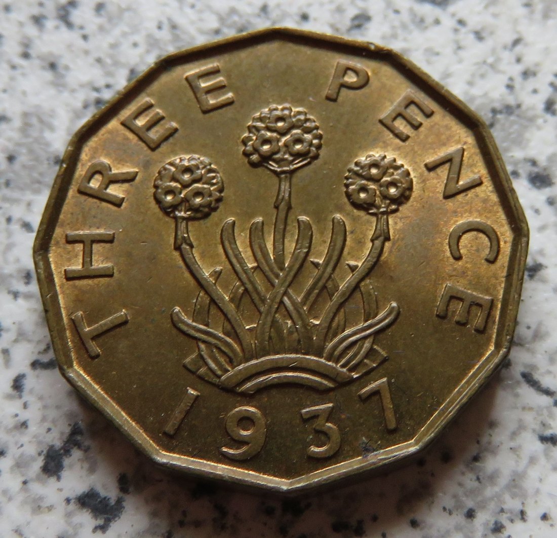  Großbritannien 3 Pence 1937, Erhaltung   