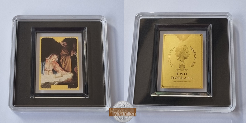  Tokelau 2 Dollar Geburt Jesus 1/200 Unze MM-Frankfurt Feingold: 0,155g   
