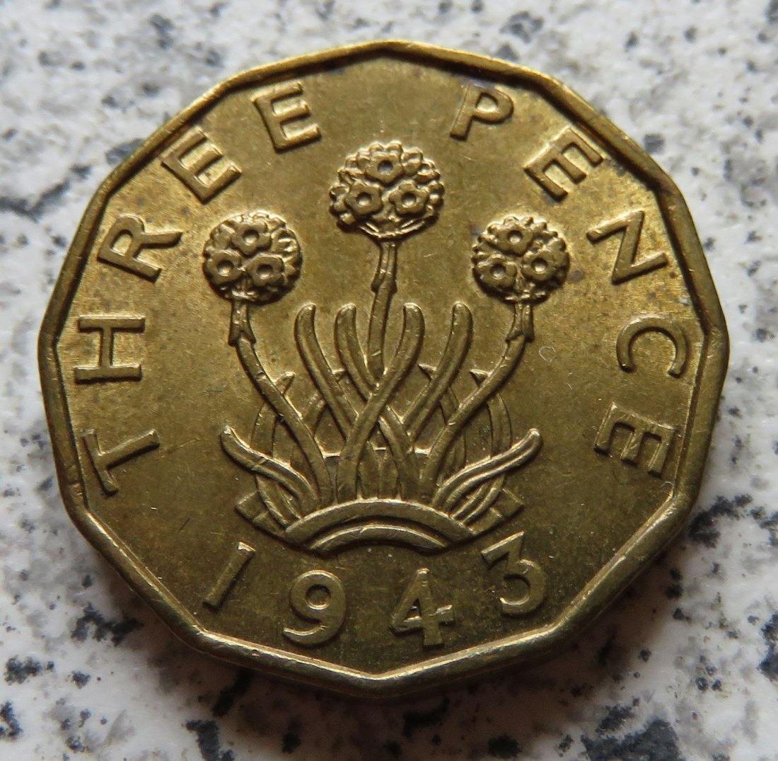  Großbritannien 3 Pence 1943, Erhaltung   