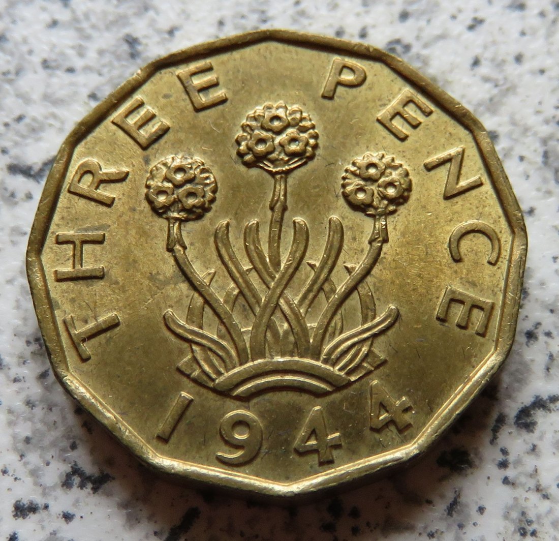  Großbritannien 3 Pence 1944, Erhaltung   