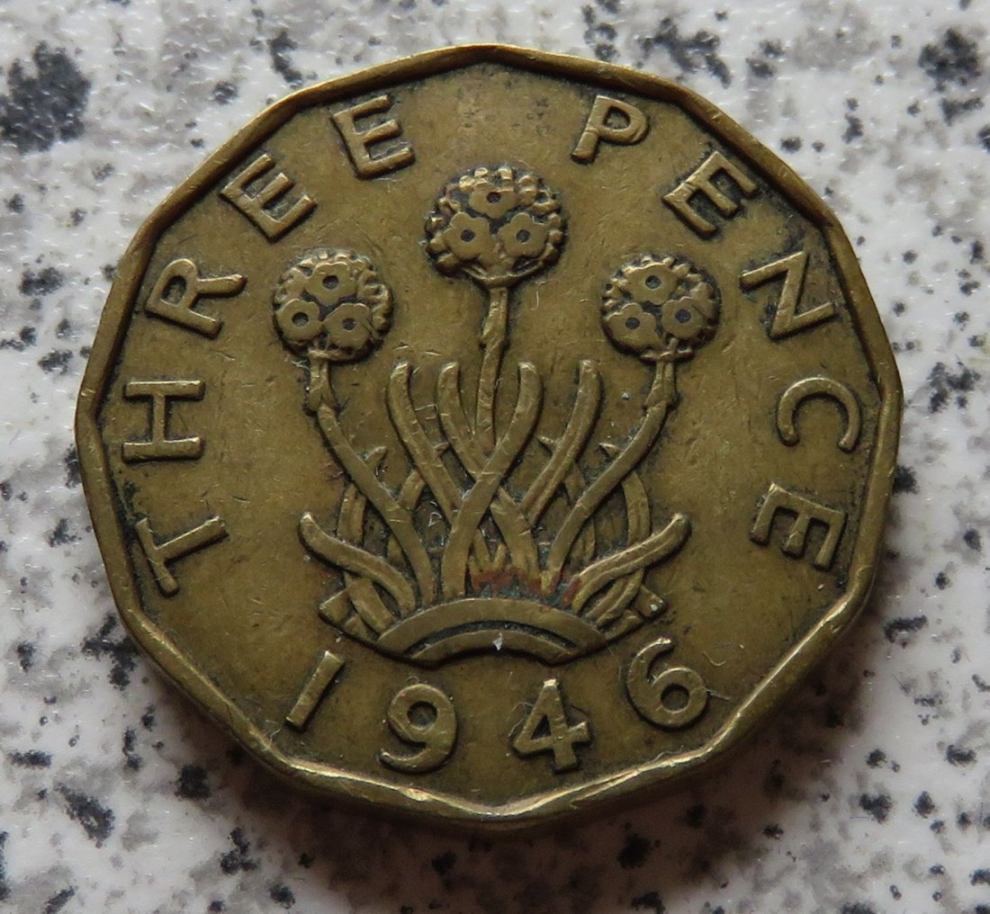  Großbritannien 3 Pence 1946, seltener und besser   
