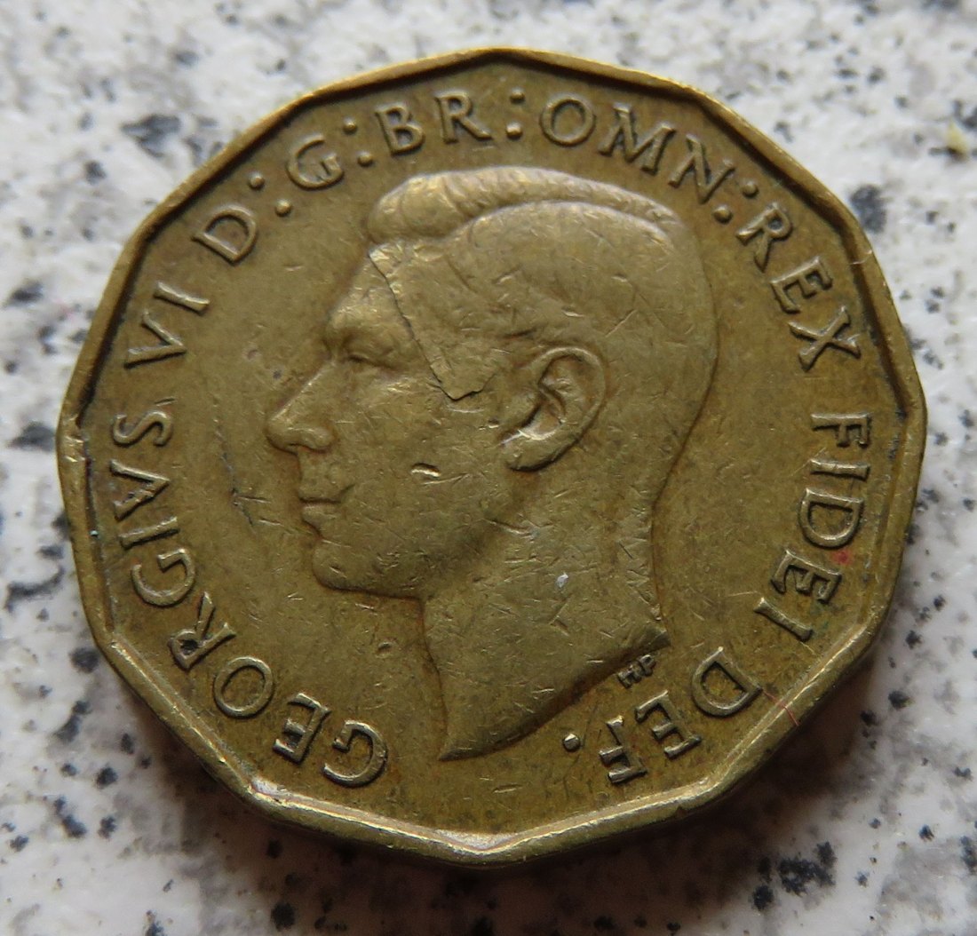  Großbritannien 3 Pence 1949, seltener   