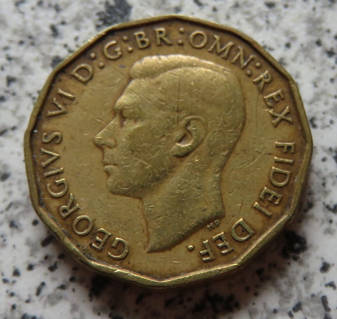  Großbritannien 3 Pence 1949, seltener   
