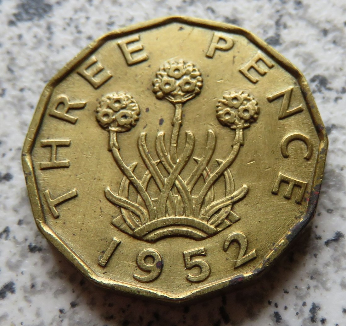  Großbritannien 3 Pence 1952   