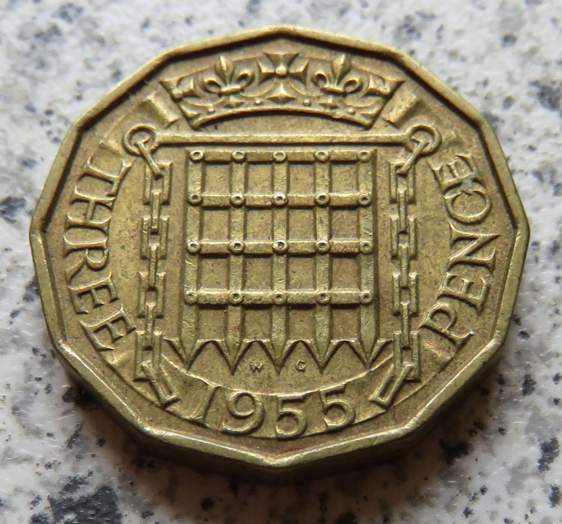  Großbritannien 3 Pence 1955   