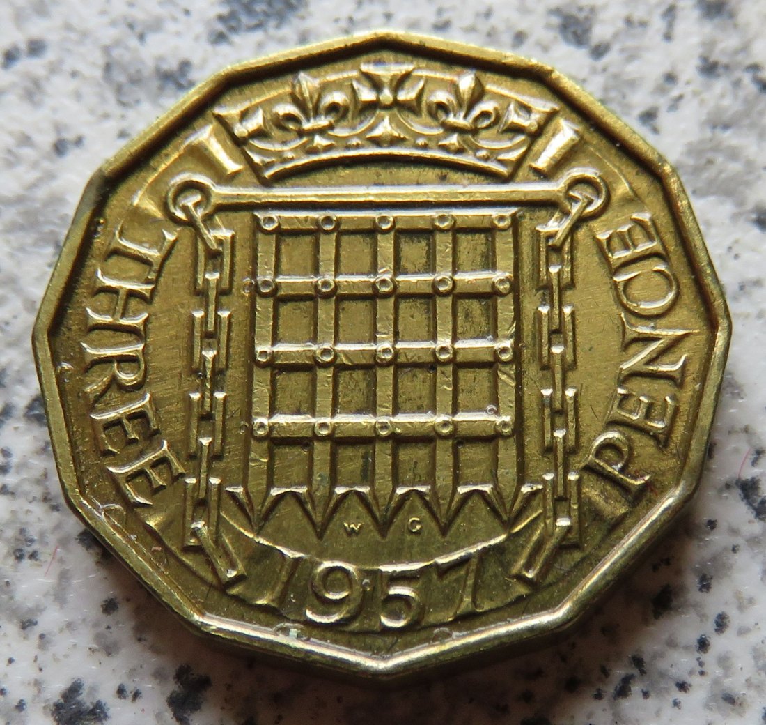  Großbritannien 3 Pence 1957   