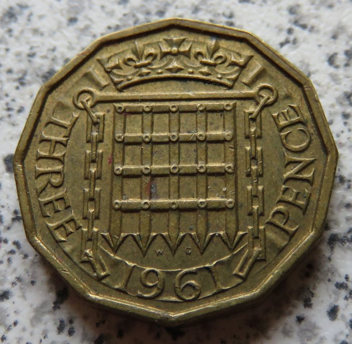  Großbritannien 3 Pence 1961   