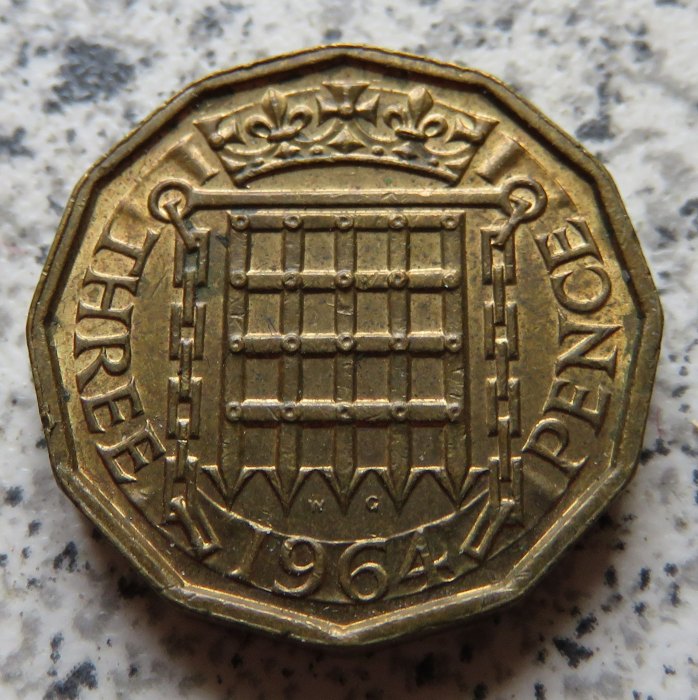  Großbritannien 3 Pence 1964   
