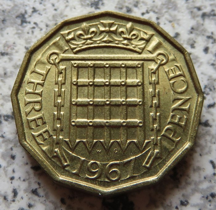  Großbritannien 3 Pence 1967   