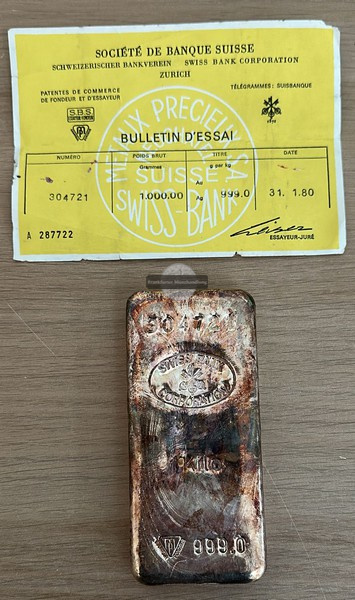  Schweiz. 1000g Silberbarren Swiss Bank Co.  FM-Frankfurt  Feingewicht: 1.000g   