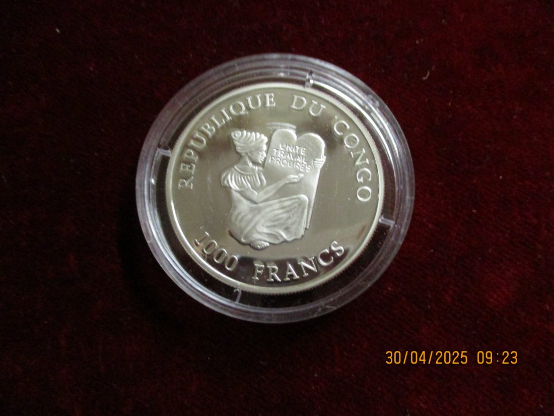  Münze 1000 Francs Congo 2003 Wildlife ca. 18,5g fein /1101211 - 1   