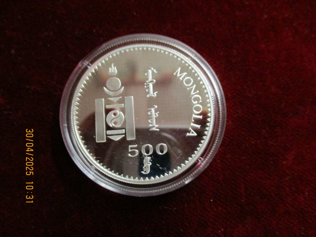  Münze: 500 t Mongolia 1996 Wildlife ca. 29g fein /1101211 - 1   