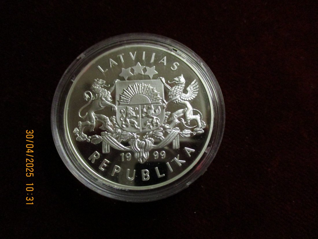  Münze: 1 Lats Latvijas 1999 Tiermotiv ca. 29g fein /1101211 - 1   