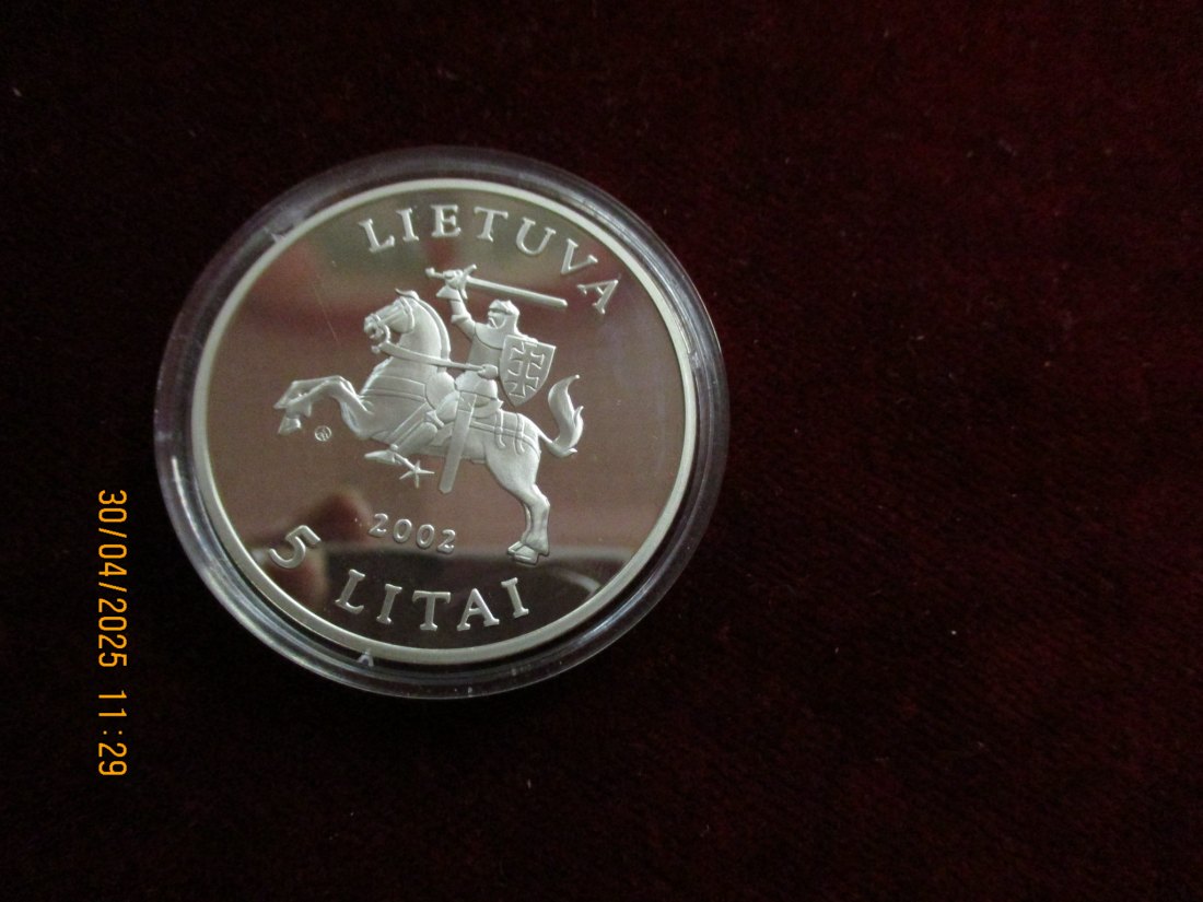  Münze: 5 Litai Lietuva 2002 Tiermotiv ca. 26,27g fein /1101211 - 2   