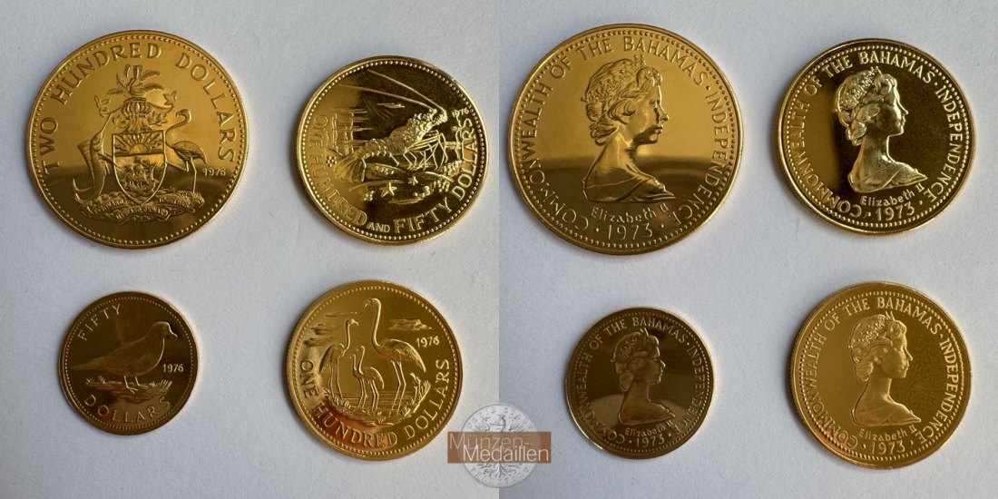 Commonwealth of the Bahamas 50/100/150/200 Dollars Goldmünzenset 1976 MM-Frankfurt Feingold: 25,02g