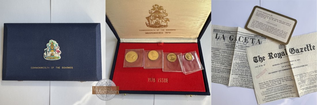  Commonwealth of the Bahamas 50/100/150/200 Dollars Goldmünzenset 1976 MM-Frankfurt Feingold: 25,02g   